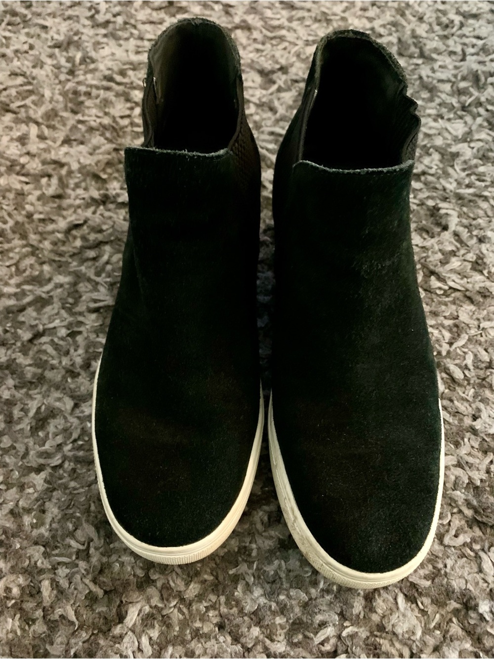 Steve Madden Black Slip-On Suede Sneakers with White Sole